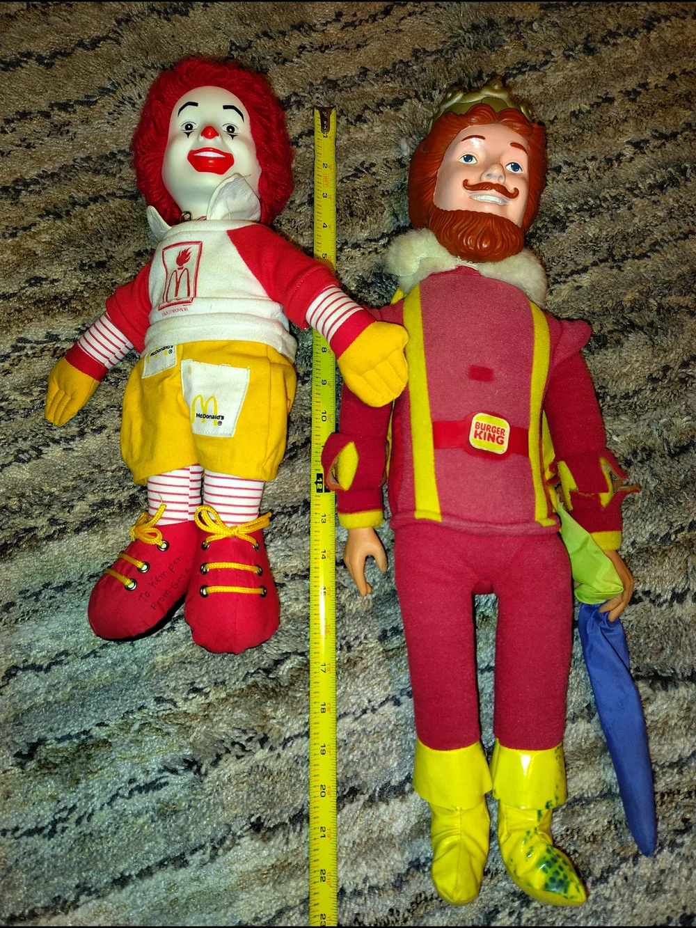 McDonald's and Burger King Classic Red Plush Fast-Food Mascot Dolls